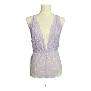We are HAH / Free People NWT  Comin' In HAHt Bodysuit Lace Coquette Lavender M